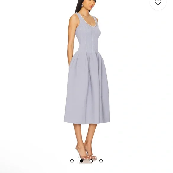 Revolve Self-Portrait Diamanté ribbed knit midi blue dress XS - Picture 2 of 3